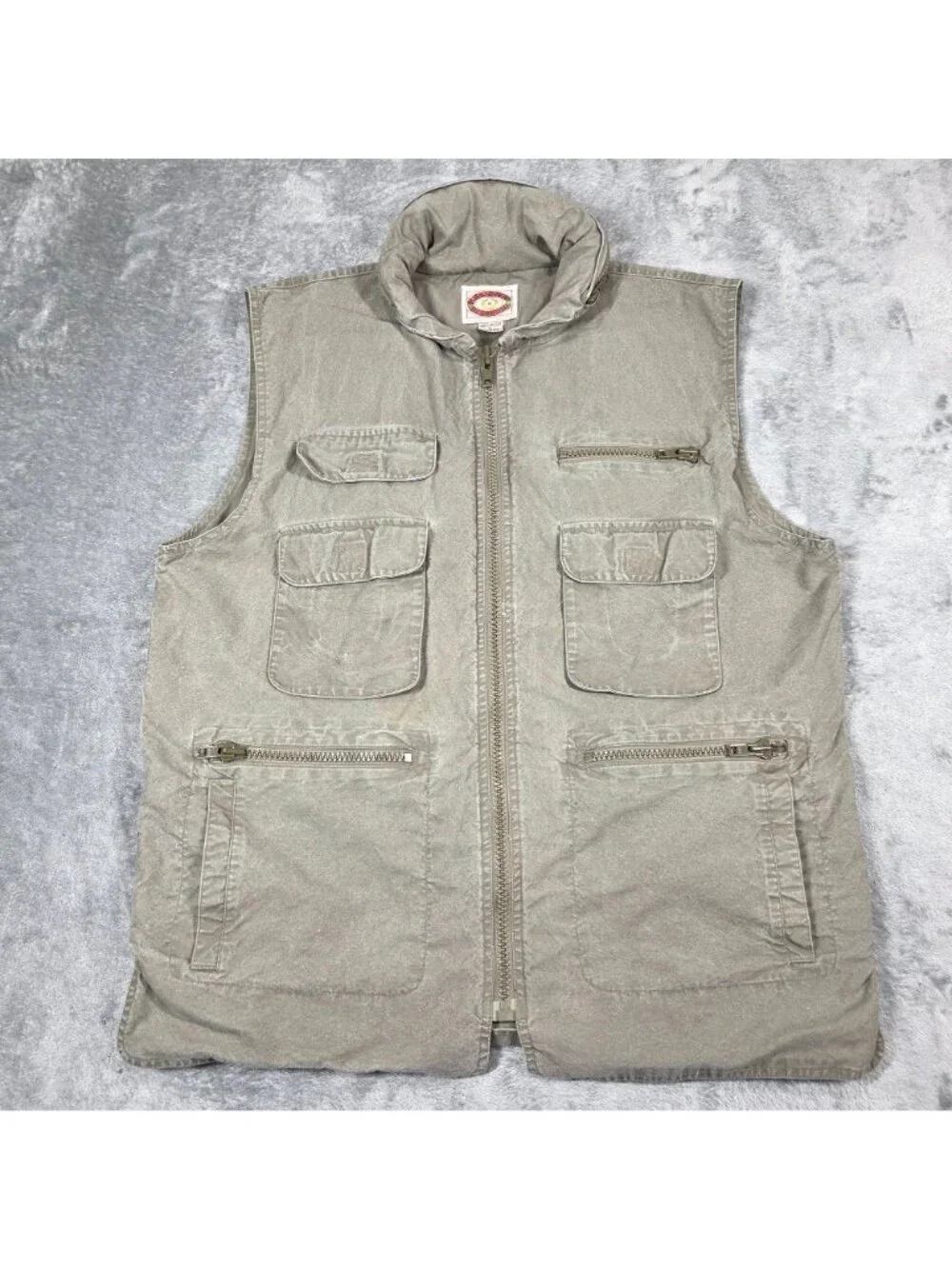 Vintage Banana Republic Vest Mens Large Green Safari Hunting Cargo Hooded 80s